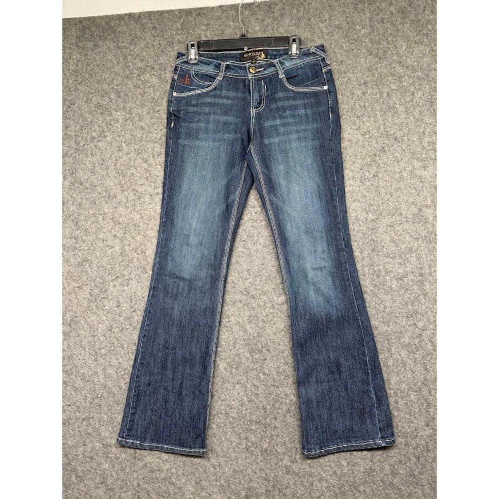 Kouture by Kimora Women Dark Wash Bootcut Jeans Y2K Low Rise Size S Embroidered‎
